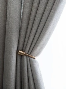 素色單面板透明窗簾簡單灰色光過濾隱私透明窗簾適用於客廳和臥室 - 灰色 - 查看 2