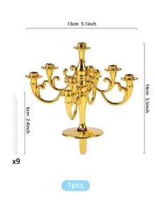 1 pieza Decoración superior detorta de plástico pastel creativo Vela para fiesta - Dorado - Ver 2