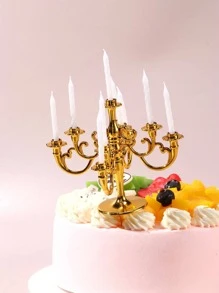 1 pieza Decoración superior detorta de plástico pastel creativo Vela para fiesta - Dorado - Ver 1