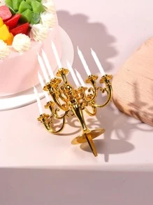 1 pieza Decoración superior detorta de plástico pastel creativo Vela para fiesta - Dorado - Ver 3