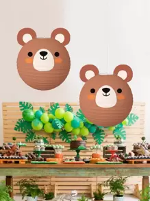 1入組紙燈籠卡通可愛熊設計懸掛燈籠球派對 - 棕色 - 查看 1