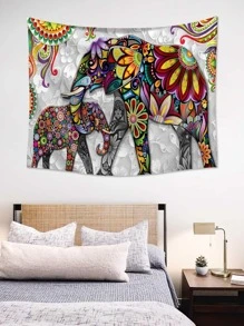 1 Tấm Thảm Hoa Văn Mandala & Con Voi, Chăn Treo Tường Vải Boho Cho Trang Trí Tường Nhà - Nhiều màu - Xem 4