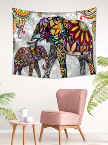 1 Tấm Thảm Hoa Văn Mandala & Con Voi, Chăn Treo Tường Vải Boho Cho Trang Trí Tường Nhà - Nhiều màu - Xem 6