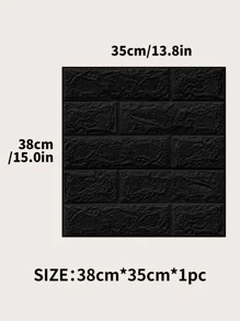 1pc Geometric Pattern Wall Paper, Modern Black Brick Pattern Wall Adhesive Roll For Home Decoration - Black - View 3