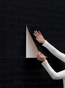 1pc Geometric Pattern Wall Paper, Modern Black Brick Pattern Wall Adhesive Roll For Home Decoration - Black - View 1