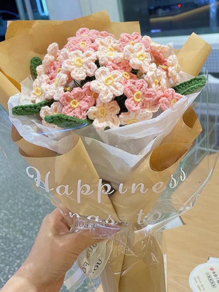 1pc Acrylic Artificial Flower, Knitted Fake Flower For Party, Gift - Pink - View 7