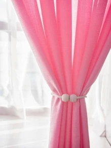 Solid Single Panel Sheer Curtain, Simple Pink Light Filtering Privacy Sheer Curtain For Living Room And Bedroom - Pink - View 7