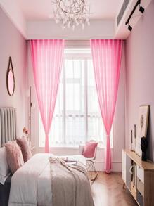 Solid Single Panel Sheer Curtain, Simple Pink Light Filtering Privacy Sheer Curtain For Living Room And Bedroom - Pink - View 6