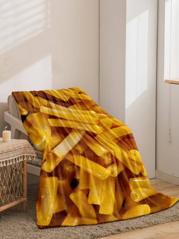 1pc Potato Chips Pattern Blanket, Modern Food Print Throw For Bed, Sofa