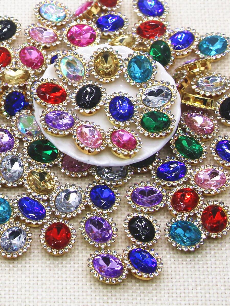 50入組水鑽裝飾配件用於縫紉現代橢圓形服裝裝飾 - 彩色 - 查看 1