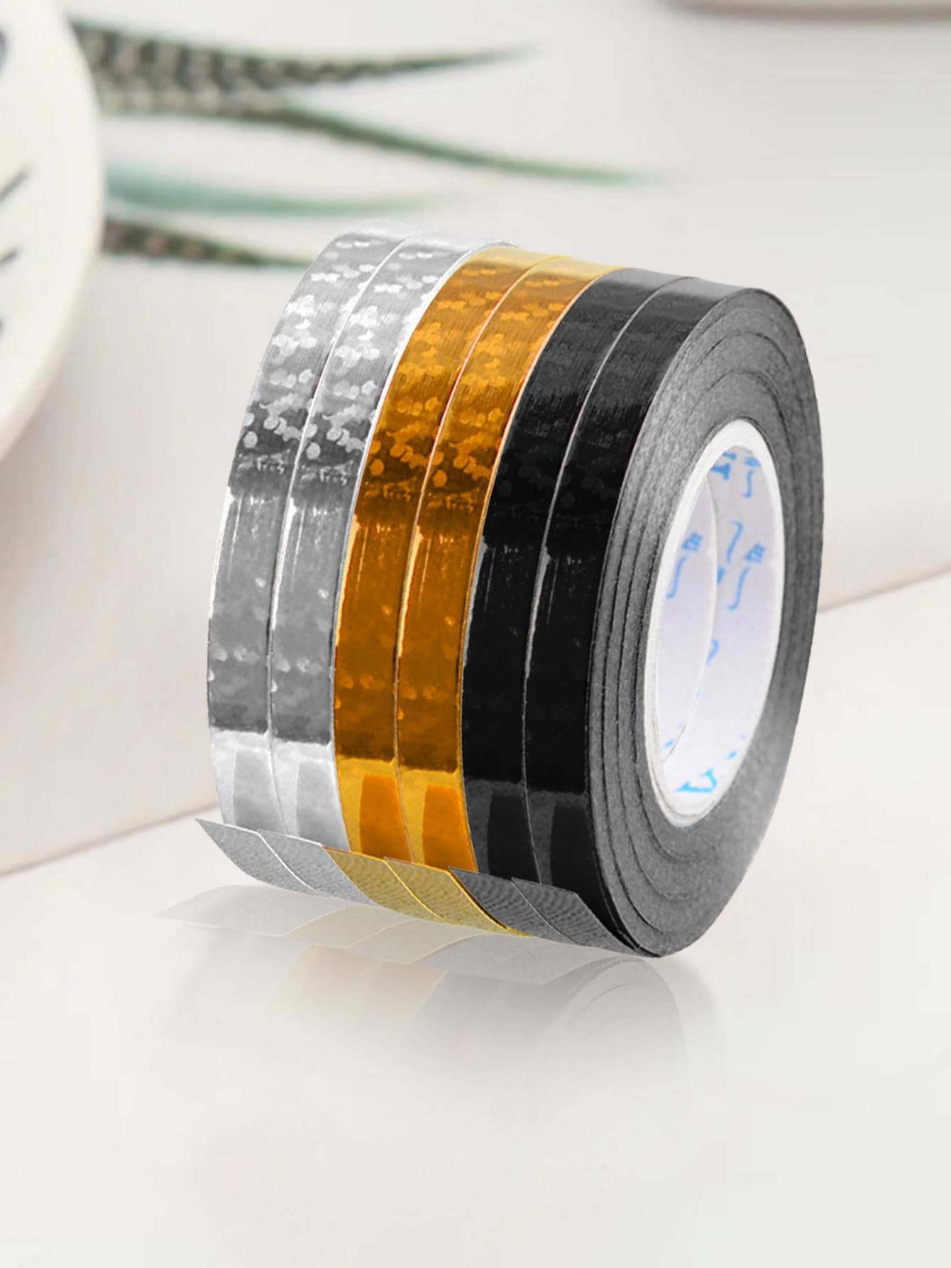 6 rollos liso color globo simple de plástico globo cinta para de fiesta de cumpleaños - Negro - Ver 1