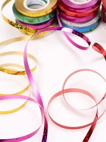 6 rollos liso color globo simple de plástico globo cinta para de fiesta de cumpleaños - Negro - Ver 3