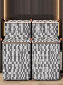 1 túi đựng chăn họa tiết hình học, hộp đựng đồ có thể gấp gọn họa tiết hình học có khóa kéo hiện đại dùng cho phòng ngủ, trang trí phòng, trang trí nhà, trang trí mùa thu, trang trí phòng ngủ - Màu Xám nhạt - Xem 2