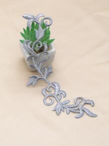 2 peças bordado floral remendo moderno detalhe de brilho remendo para - Prata - Ver 2