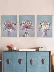 3 Hình Đồ Họa Có Khung Tranh, Hình Trừu Tượng & In Hoa Treo Tường Tranh Nghệ Thuật Cho Trang Trí Tường Nhà - Nhiều màu - Xem 1