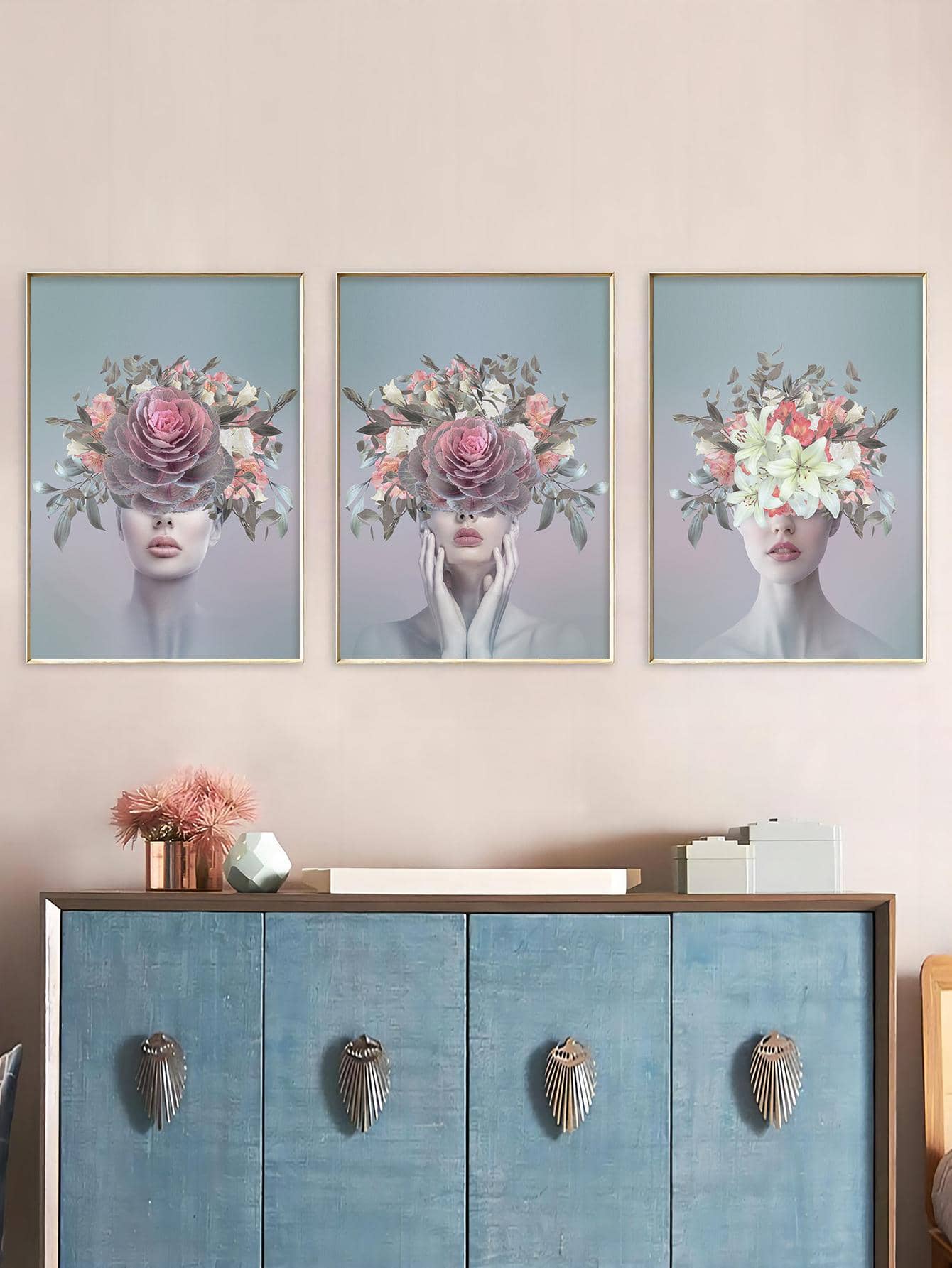 3 Hình Đồ Họa Có Khung Tranh, Hình Trừu Tượng & In Hoa Treo Tường Tranh Nghệ Thuật Cho Trang Trí Tường Nhà - Nhiều màu - Xem 1