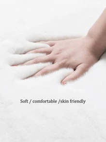 Solid Fluffy Rug, Simple White Plush Floor Mat For Living Room - White - View 4