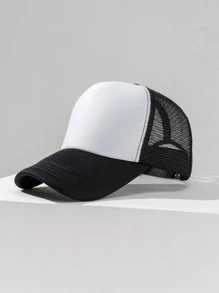 1pc dames spons en mesh kleurenblok ademende baseballpet met uitgehold ontwerp