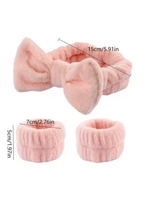 3 Cái/bộ Chắc Chắn Tắm Băng Đô & Cổ Tay, Hiện Đại Polyester Nơ Trang Trí Tắm Dây Buộc Tóc Cho Phòng Tắm - Màu xanh lam - Xem 3
