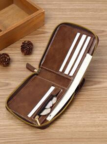 简约时尚商务风格 PU 拉链钱包 男士钱包 钱夹 钱包 小钱包 男士钱包 真皮