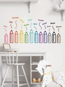 2 件/套 PVC 墙贴，创意铅笔图案墙贴，贴纸，墙贴，乙烯基贴花，用于家居装饰，春季装饰品让您的家焕然一新，节日装饰贴纸礼物生日毕业 - 彩色 - 查看 2