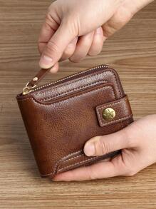 简约时尚商务风格 PU 拉链钱包 男士钱包 钱夹 钱包 小钱包 男士钱包 真皮