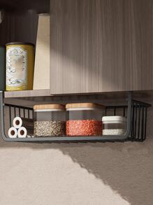 1pc Iron Kitchen Storage Rack, Modernist Solid Storage Rack For Kitchen - Black - View 1