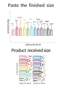 2 件/套 PVC 墙贴，创意铅笔图案墙贴，贴纸，墙贴，乙烯基贴花，用于家居装饰，春季装饰品让您的家焕然一新，节日装饰贴纸礼物生日毕业 - 彩色 - 查看 6