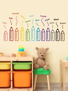 2 件/套 PVC 墙贴，创意铅笔图案墙贴，贴纸，墙贴，乙烯基贴花，用于家居装饰，春季装饰品让您的家焕然一新，节日装饰贴纸礼物生日毕业 - 彩色 - 查看 5