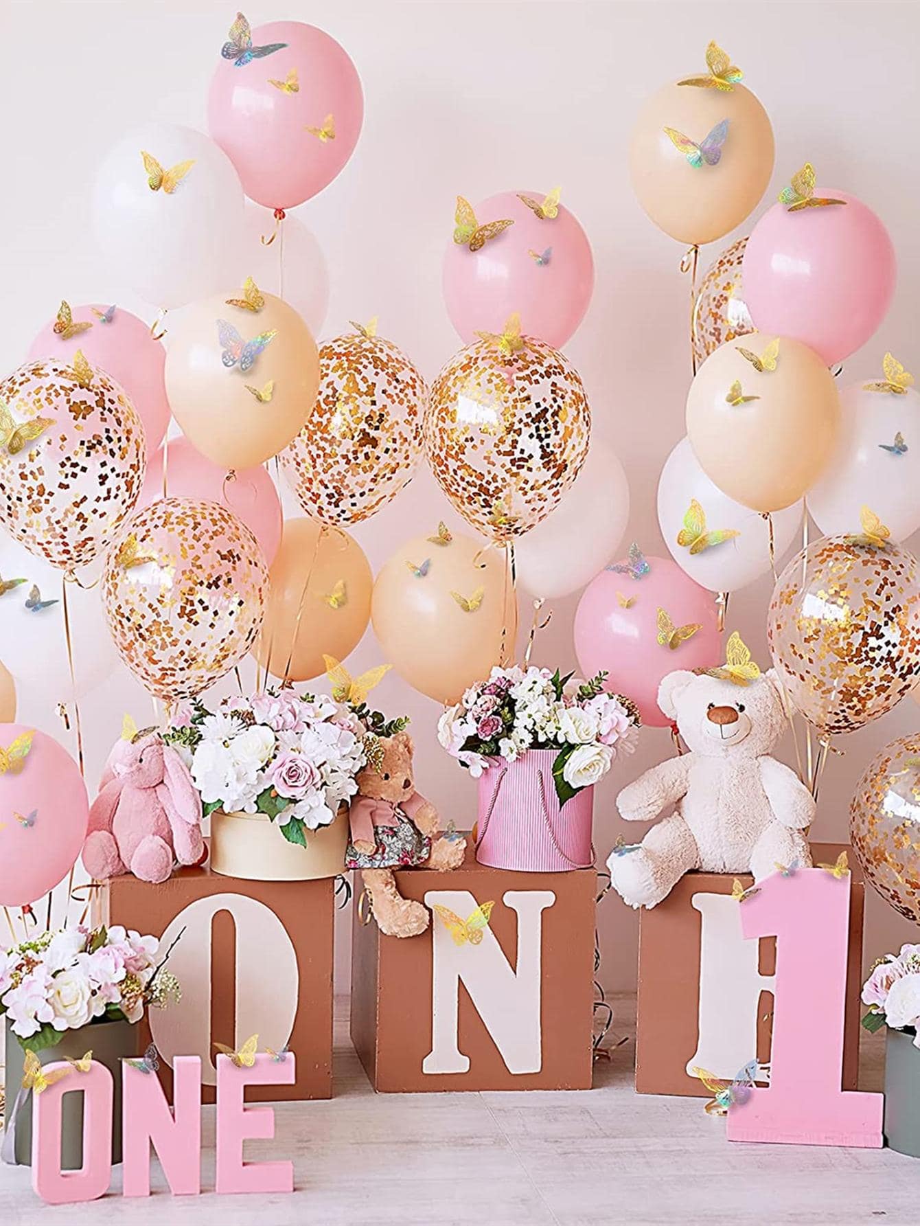 12pcs/set Paper Butterfly Sticker, Modern Hollow Out Self Adhesive 3D