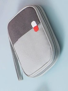 1入組刺繡細節藥收納現代急救箱適用於戶外 - 灰色 - 查看 3