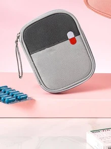 1入組刺繡細節藥收納現代急救箱適用於戶外 - 灰色 - 查看 1