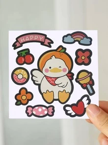 1入組彩色可愛鴨形PVC防水多用途裝飾貼紙 - 彩色 - 查看 5