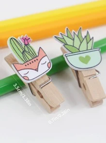 1set Cactus Wooden Clip - Multicolor - View 5