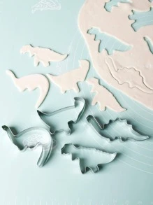 1 套 4 件不锈钢恐龙系列饼干模具，DIY 卡通图案烘焙饼干模具