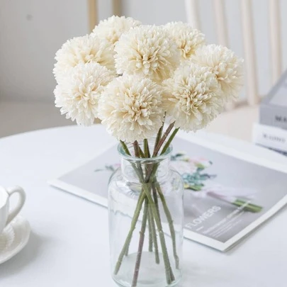 1/2/5/12/16pcs Artificial Chrysanthemum Flower Balls, Embroidered Balls, Wedding Decor, Home Vase Decor, Restaurant, Living Room, Bedroom, Bridal Bouquet, Wrist Corsage, Boutonniere, Birthday Party Decor, Valentine's Day Gift