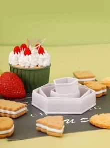 4 قطع كرة القدم قطاعة بسكويت طقم سداسي الزوايا قطاعة بسكويت بلاستيك كرة القدم قالب البسكويت شكل كرة القدم بسكويت الى قالب الخبز كيك تزيين