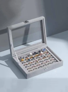 1pc Plain Jewelry Storage Box - Grey - View 1
