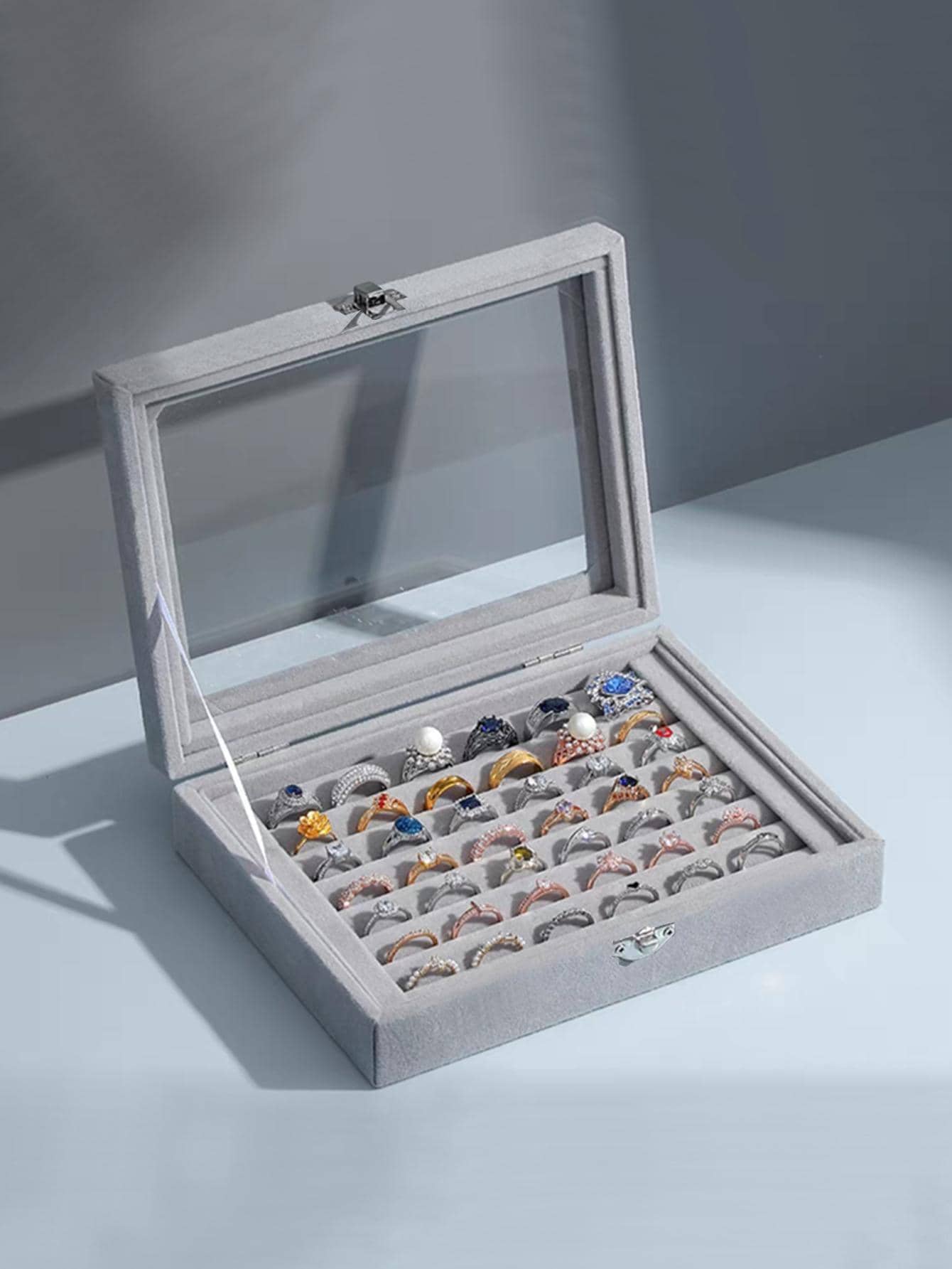 1pc Plain Jewelry Storage Box - Grey - View 1