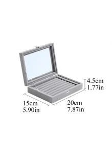1pc Plain Jewelry Storage Box - Grey - View 3