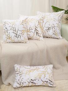 1 pieza de funda de almohada con relieve dorado y con relieve de flores, adecuada para sofás de la sala de estar y dormitorios, se puede usar como cojín, sin insertos de almohada ni insertos de cojín - Multicolor - Ver 2