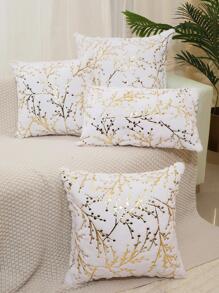 1 pieza de funda de almohada con relieve dorado y con relieve de flores, adecuada para sofás de la sala de estar y dormitorios, se puede usar como cojín, sin insertos de almohada ni insertos de cojín - Multicolor - Ver 3