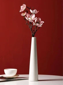 1pc Vase, Home Decor; Oblong Dried Flower Arrangement, Suitable For Living Room Vase, Room Decor, Home Decoration, Dining Table Centerpiece, Desktop Decor - White - View 2