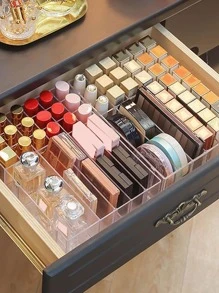 1入組PS桌面化妝架簡約透明多格化妝品收納架用於化妝品收納家用 - 無色 - 查看 2