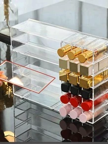 1入組PS桌面化妝架簡約透明多格化妝品收納架用於化妝品收納家用 - 無色 - 查看 3