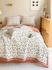 1pc Floral Pattern Quilt - Multicolor - View 4