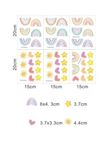 6 件 PVC 墙贴，现代彩虹和星星图案墙贴，用于家居装饰，贴纸，墙贴，乙烯基贴花，用于家居装饰，春季装饰品让您的家焕然一新，拉玛装饰贴纸礼物生日毕业 - 彩色 - 查看 6
