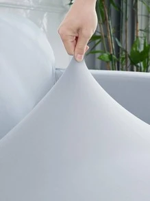 1入組素色彈力沙發套和1入組無填充物靠墊套，客廳用極簡主義滌綸沙發套和抱枕套 - 淺灰色 - 查看 3