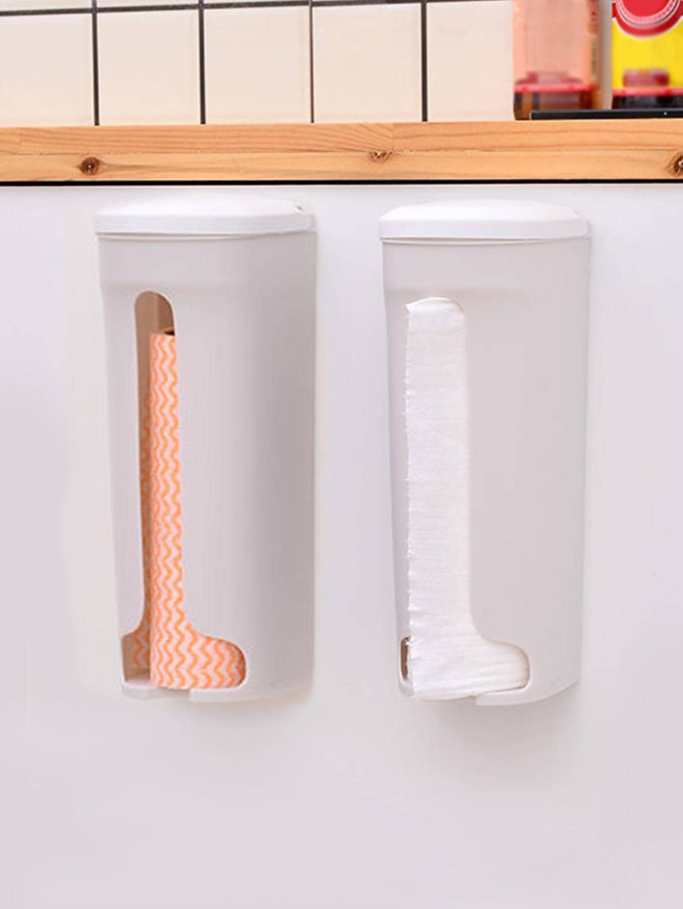 1pc Plastic Kitchen Storage Rack, Modernist Punch-free Storage Rack For Kitchen - White - View 1
