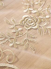 1入組花卉刺繡薄透現代滌綸單片透視窗簾 - 米色 - 查看 6